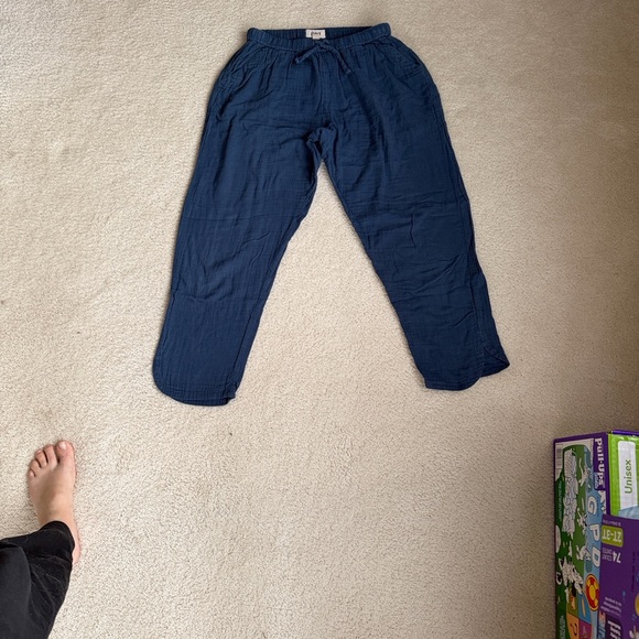 Pact French Blue Organic Gauze Ankle Pants - Picture 2 of 4
